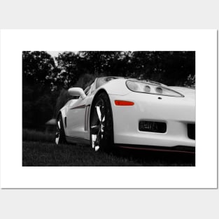 c6 corvette, black white Posters and Art